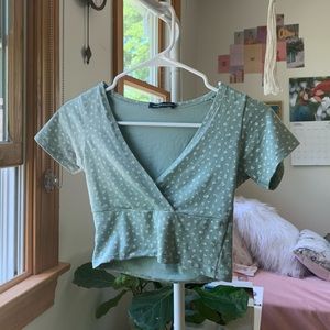 NWOT Brandy Melville Green Floral Amara Top